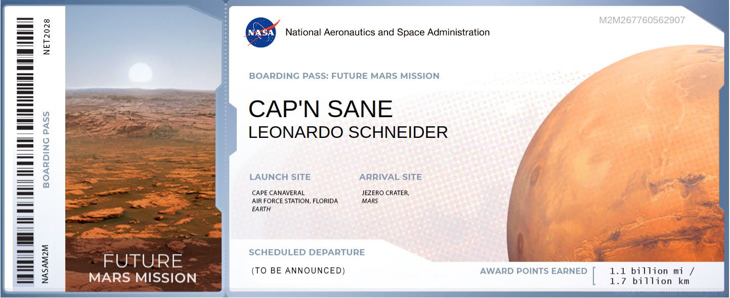 Future Mars Mission: Boarding Pass